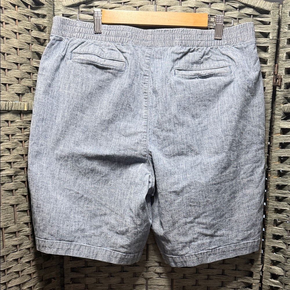Lands' End Blue Chambray Flat Front Shorts - Picture 4 of 5